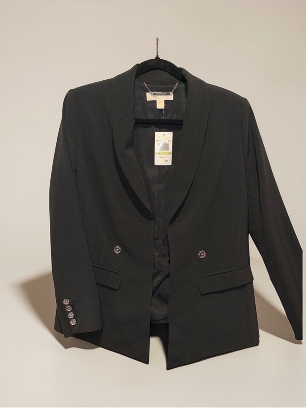 Michael Kors Black Shawl Collar Double Button Blazer Size 4 - Picture 2 of 12